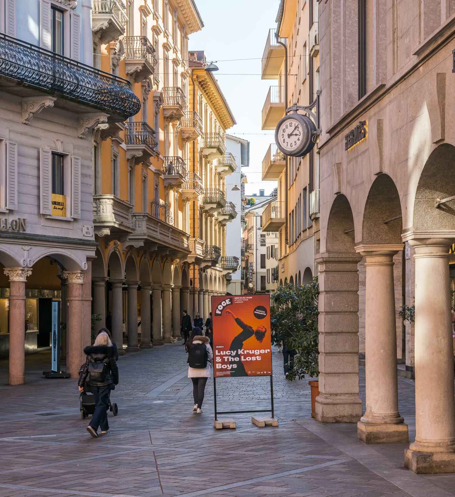 Via Nassa in Lugano, the commercial heart of Ticino's financial centre.