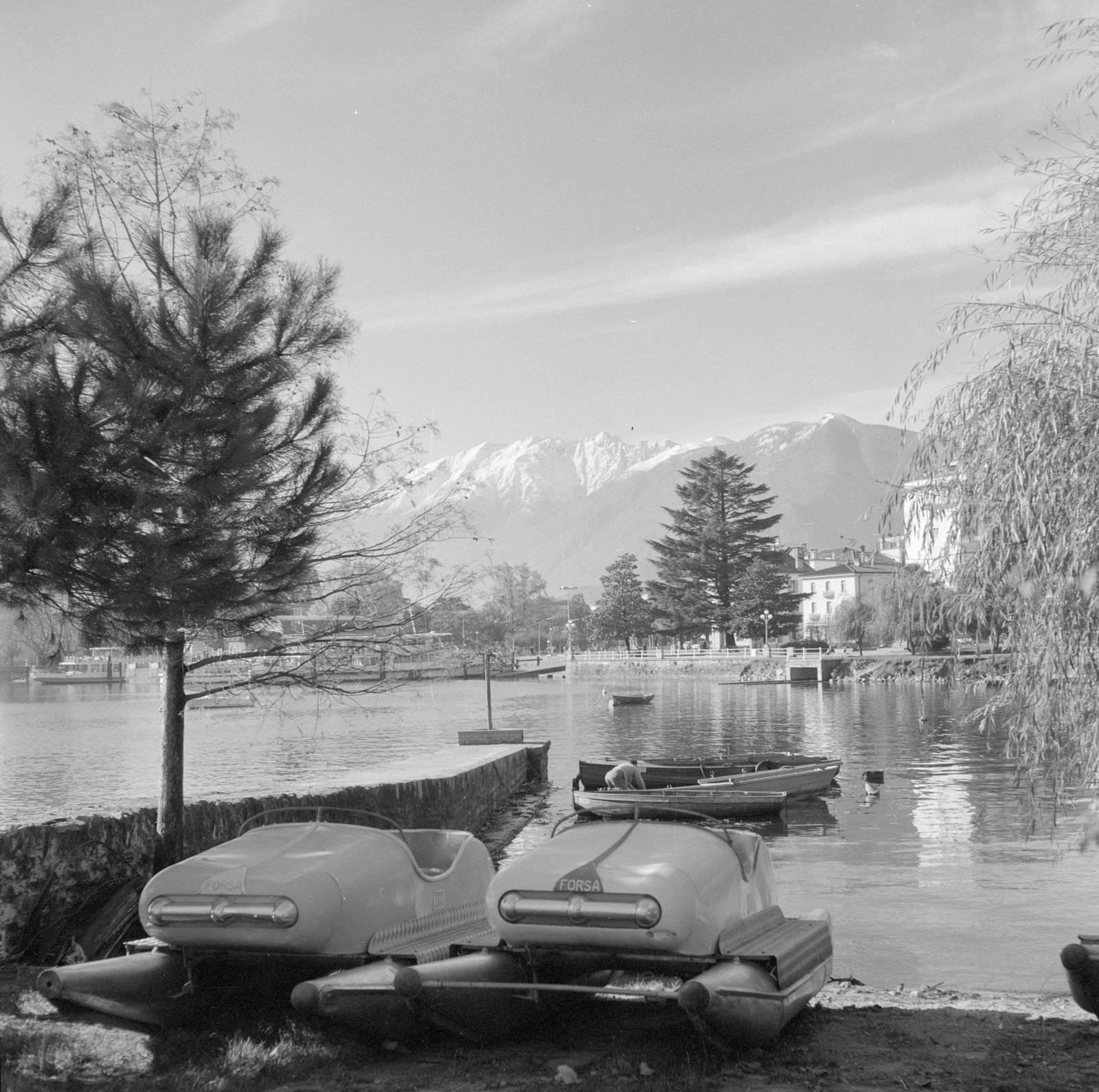 L'imbarcadero di Locarno in una foto d'archivio del 1947.